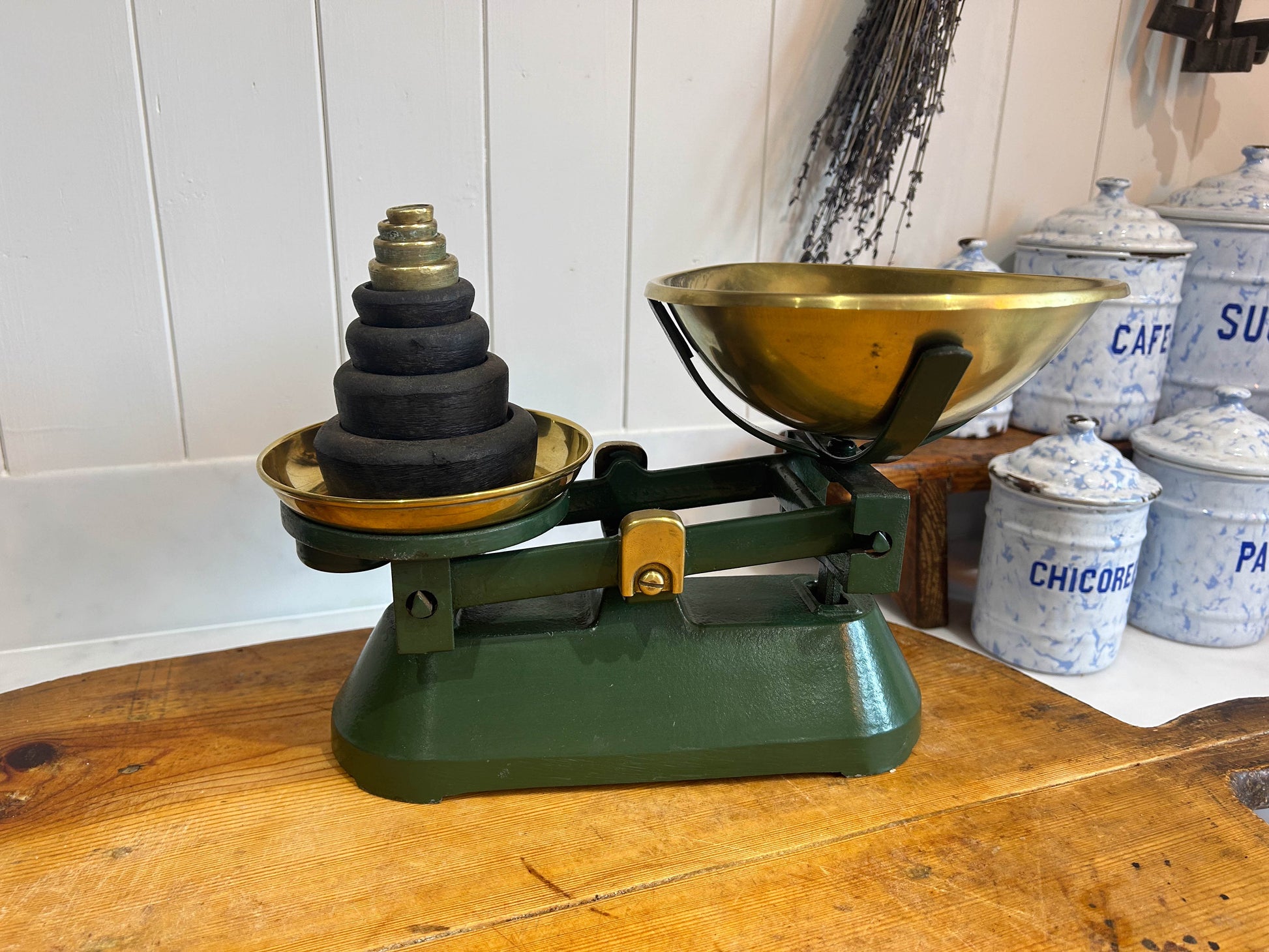 Vintage Kitchen Shop Scales & Weights by FJ Thornton Wolverhampton Brass and Cast