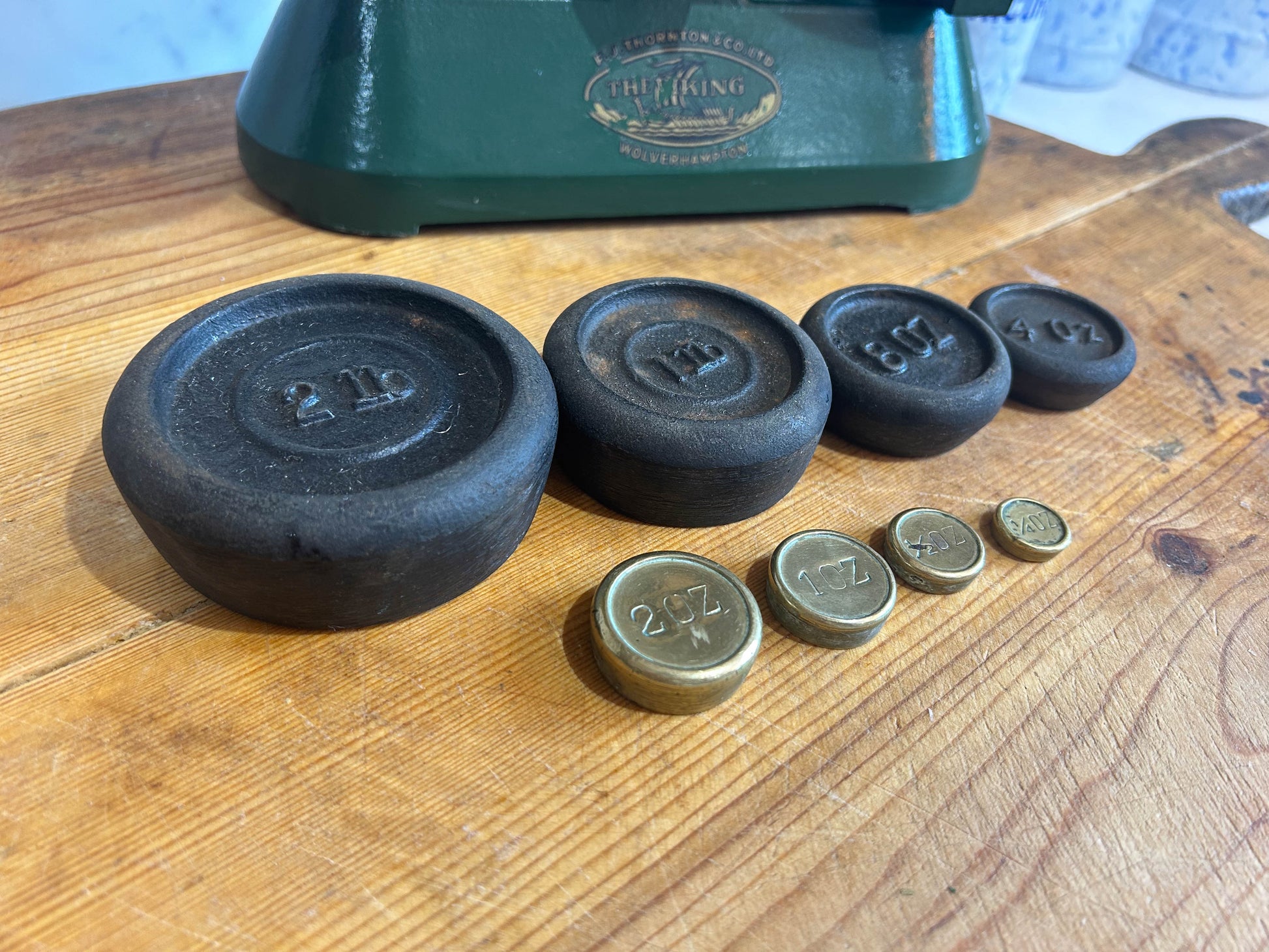 Vintage Kitchen Shop Scales & Weights by FJ Thornton Wolverhampton Brass and Cast