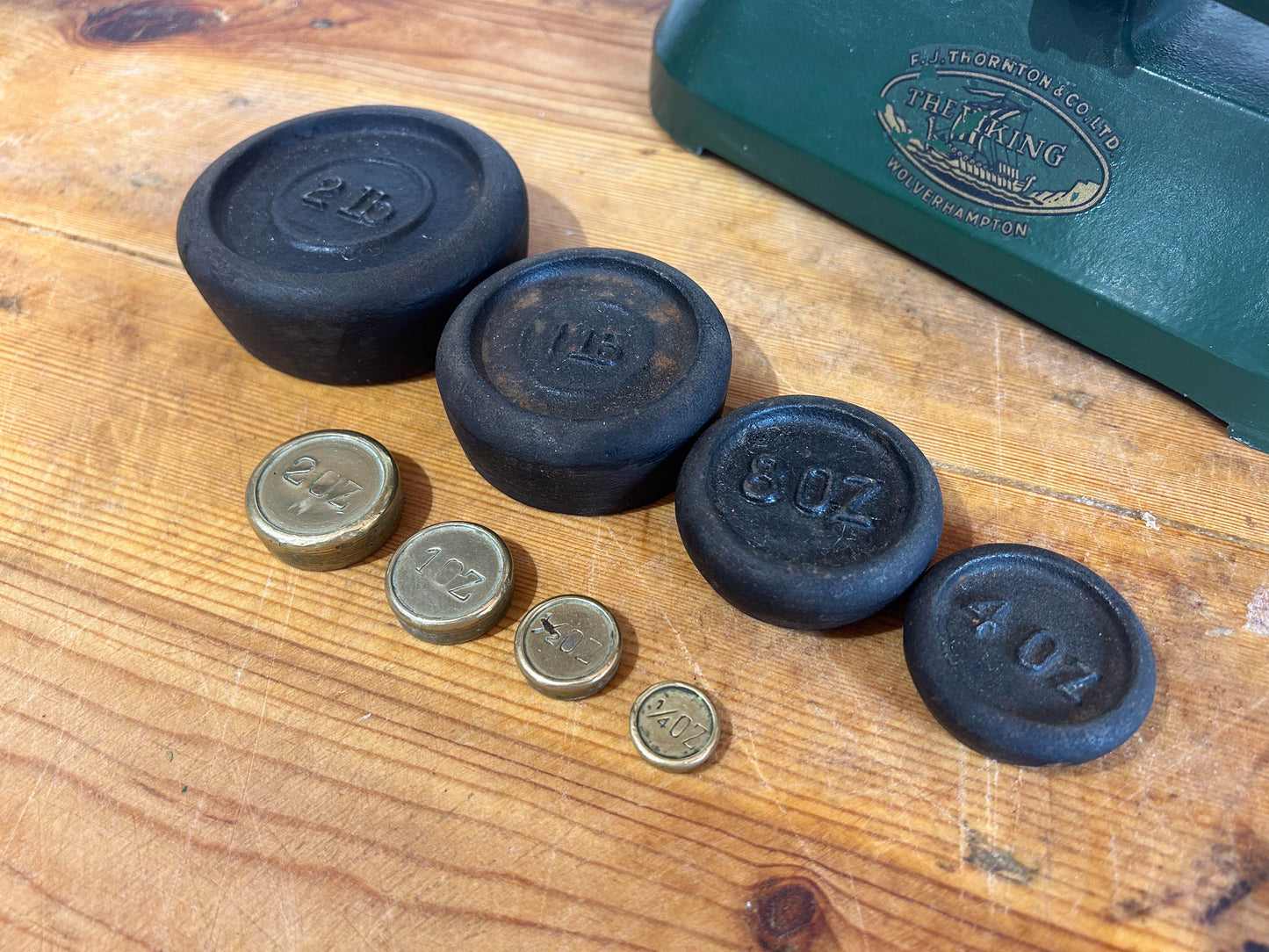 Vintage Kitchen Shop Scales & Weights by FJ Thornton Wolverhampton Brass and Cast