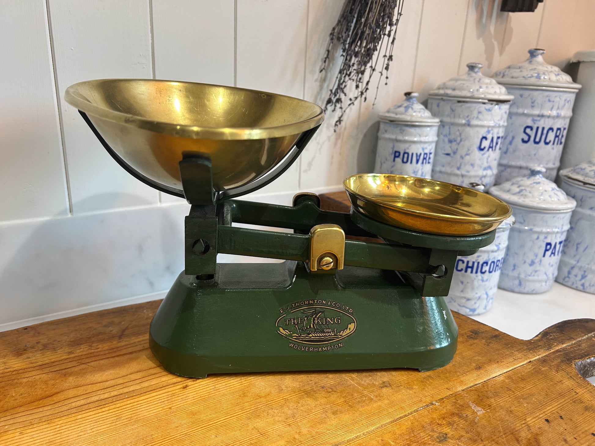 Vintage Kitchen Shop Scales & Weights by FJ Thornton Wolverhampton Brass and Cast