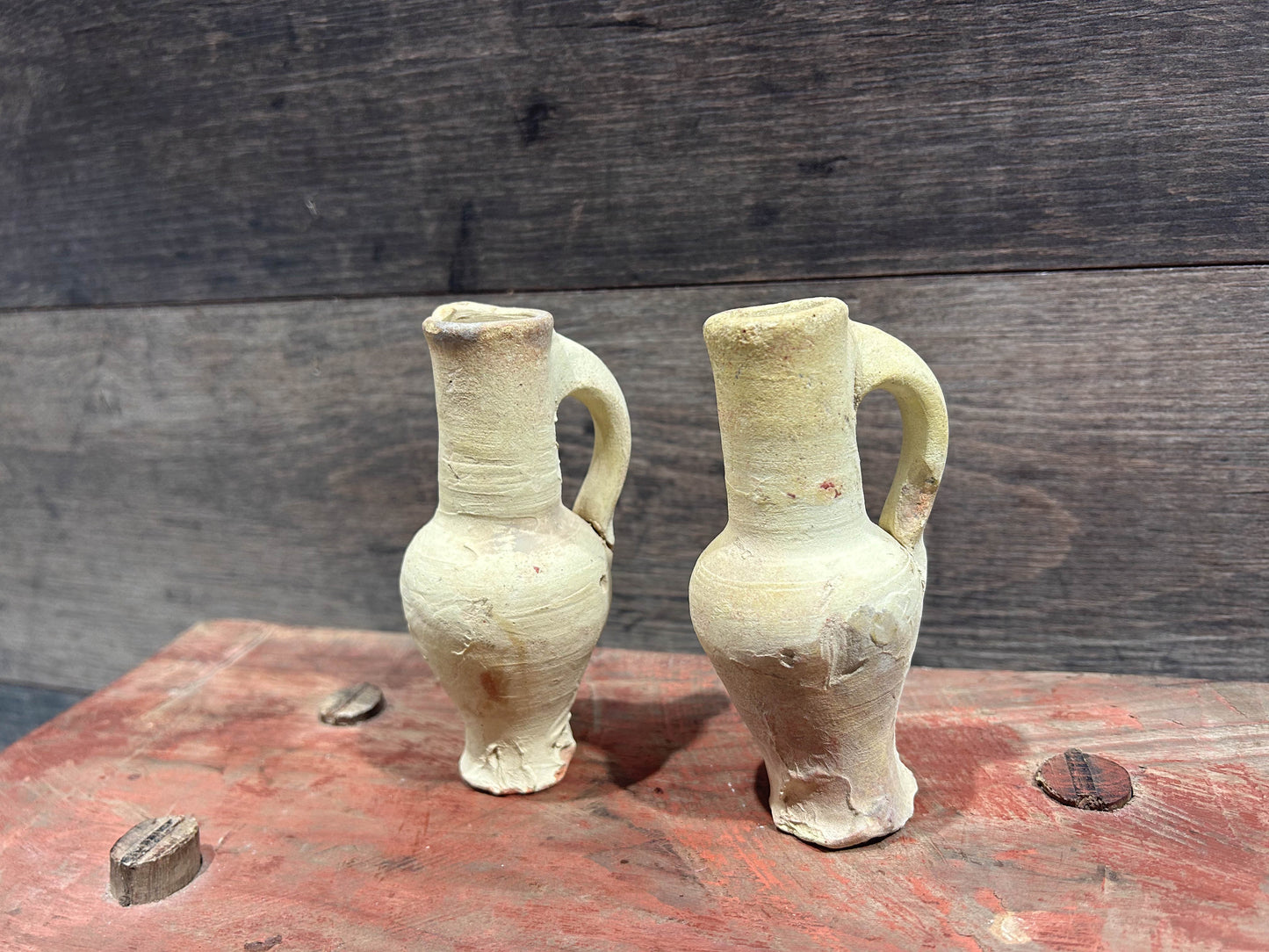 Vintage Antique French Miniature Small Clay Jugs