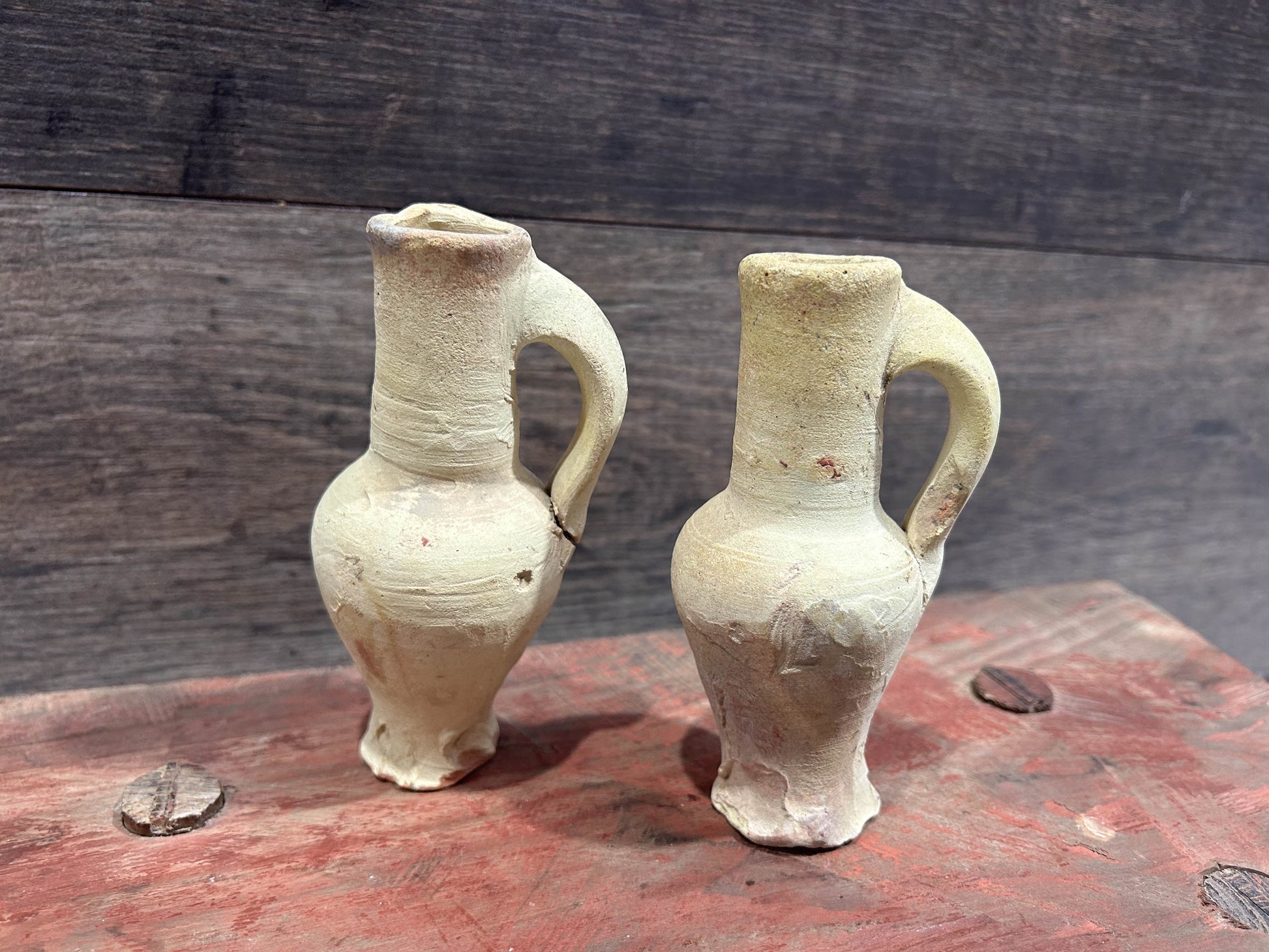 Vintage Antique French Miniature Small Clay Jugs