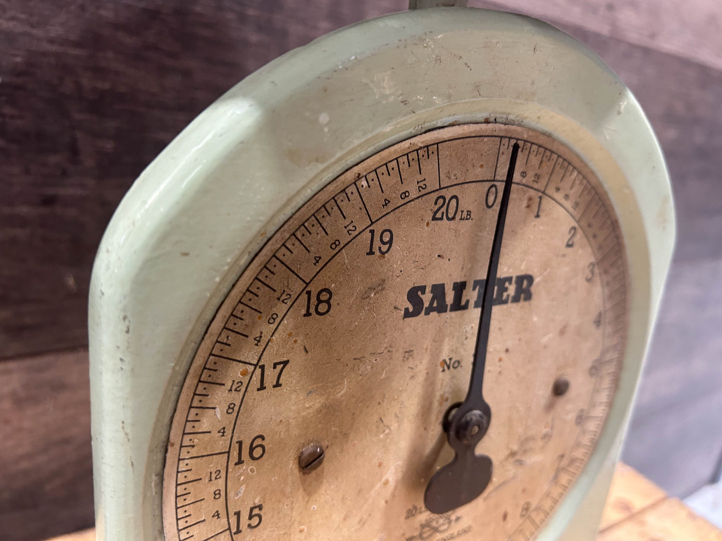 Vintage Salter Scales No.34 Light Green Metal Scales, Vintage Kitchen Scales 20lbs, 1940's Kitchen Weighing Scales