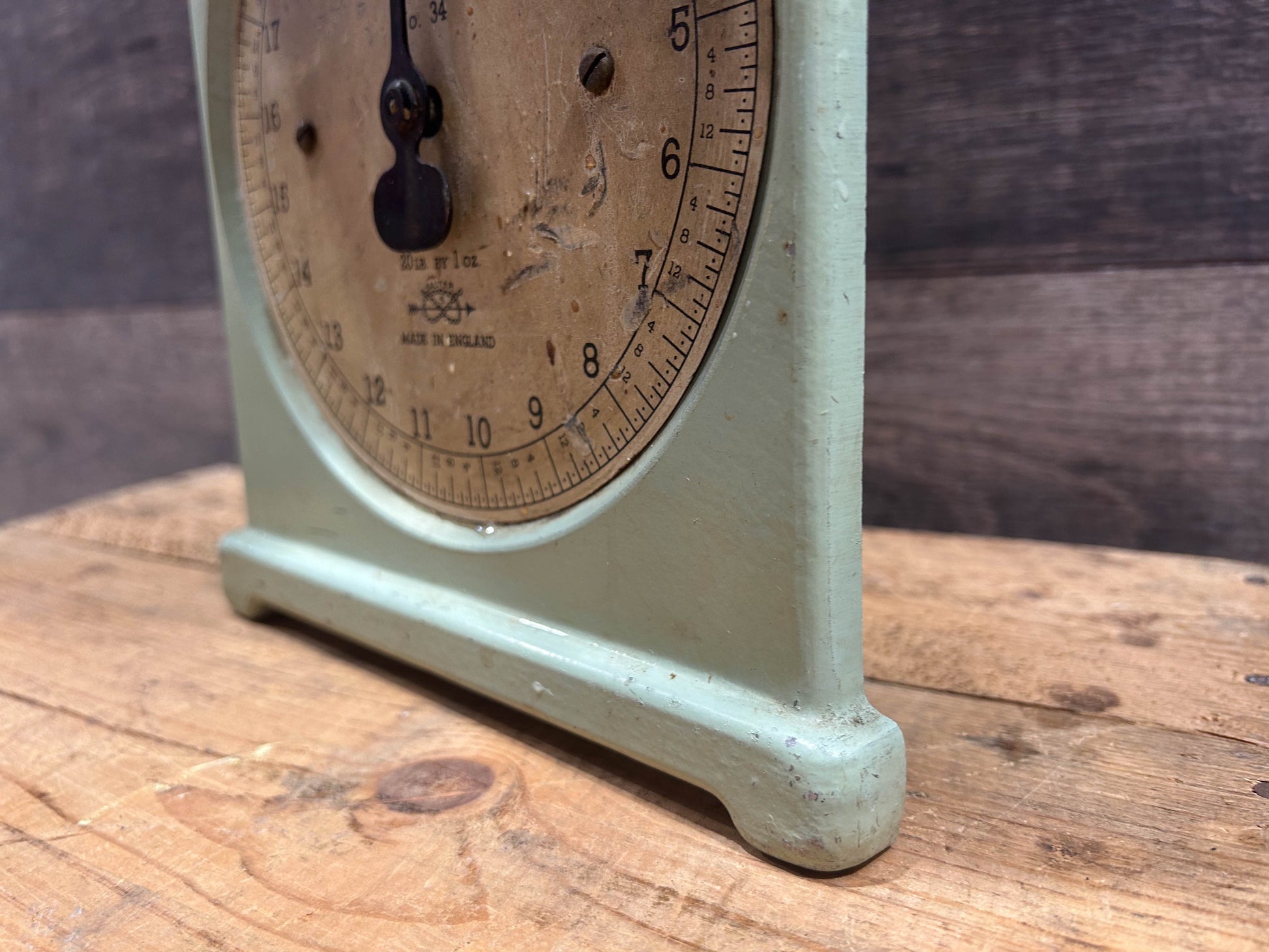 Vintage Salter Scales No.34 Light Green Metal Scales, Vintage Kitchen Scales 20lbs, 1940's Kitchen Weighing Scales