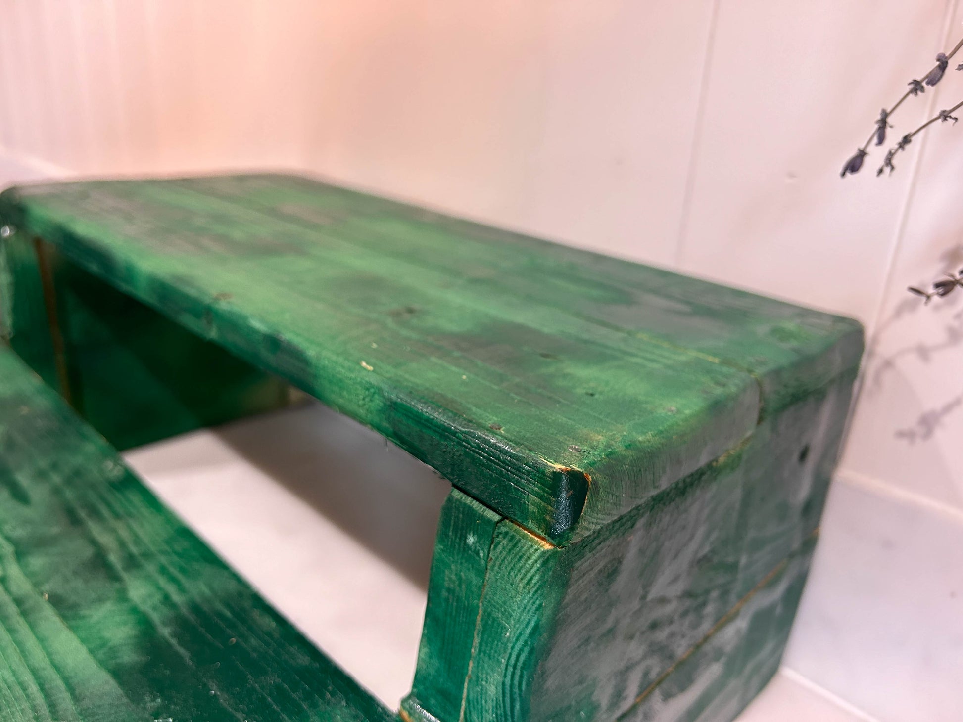 Small Vintage Style Green Painted Wooden Steps