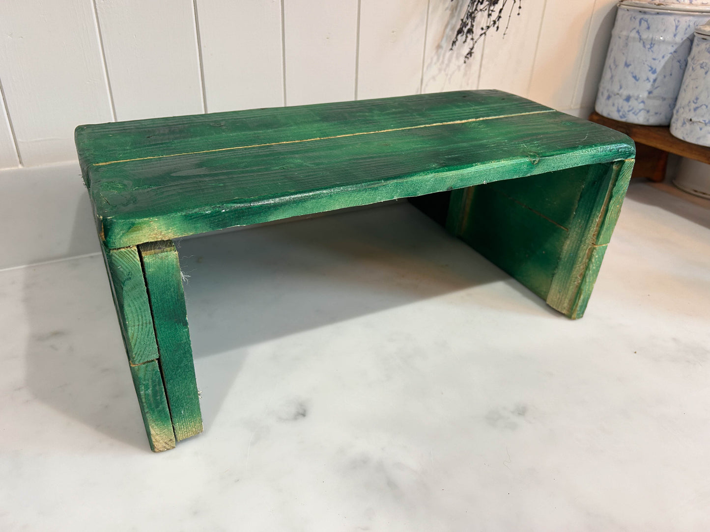 Small Vintage Style Green Painted Wooden Steps