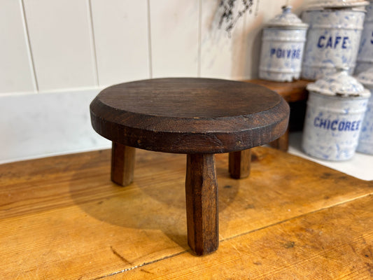 Small Wooden Rustic Tripod Stool with Round Circular Seat Top