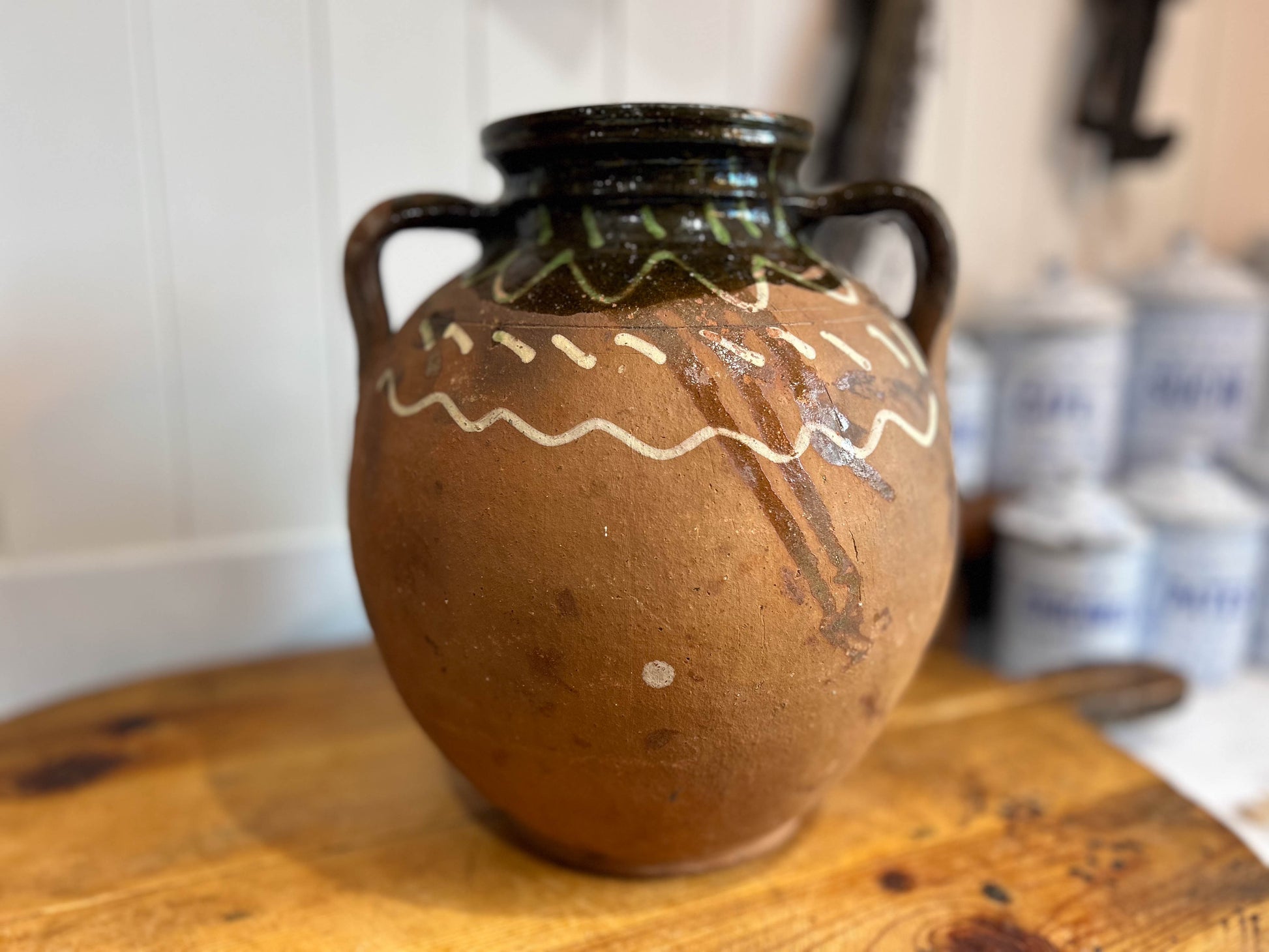 Large Antique Bulgarian Terracotta Ceramic Jar