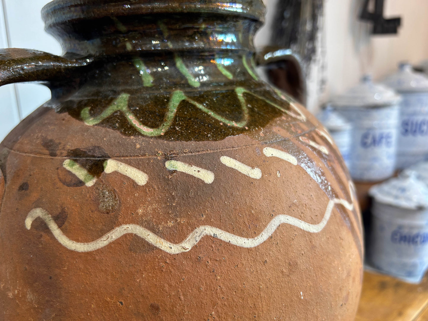 Large Antique Bulgarian Terracotta Ceramic Jar