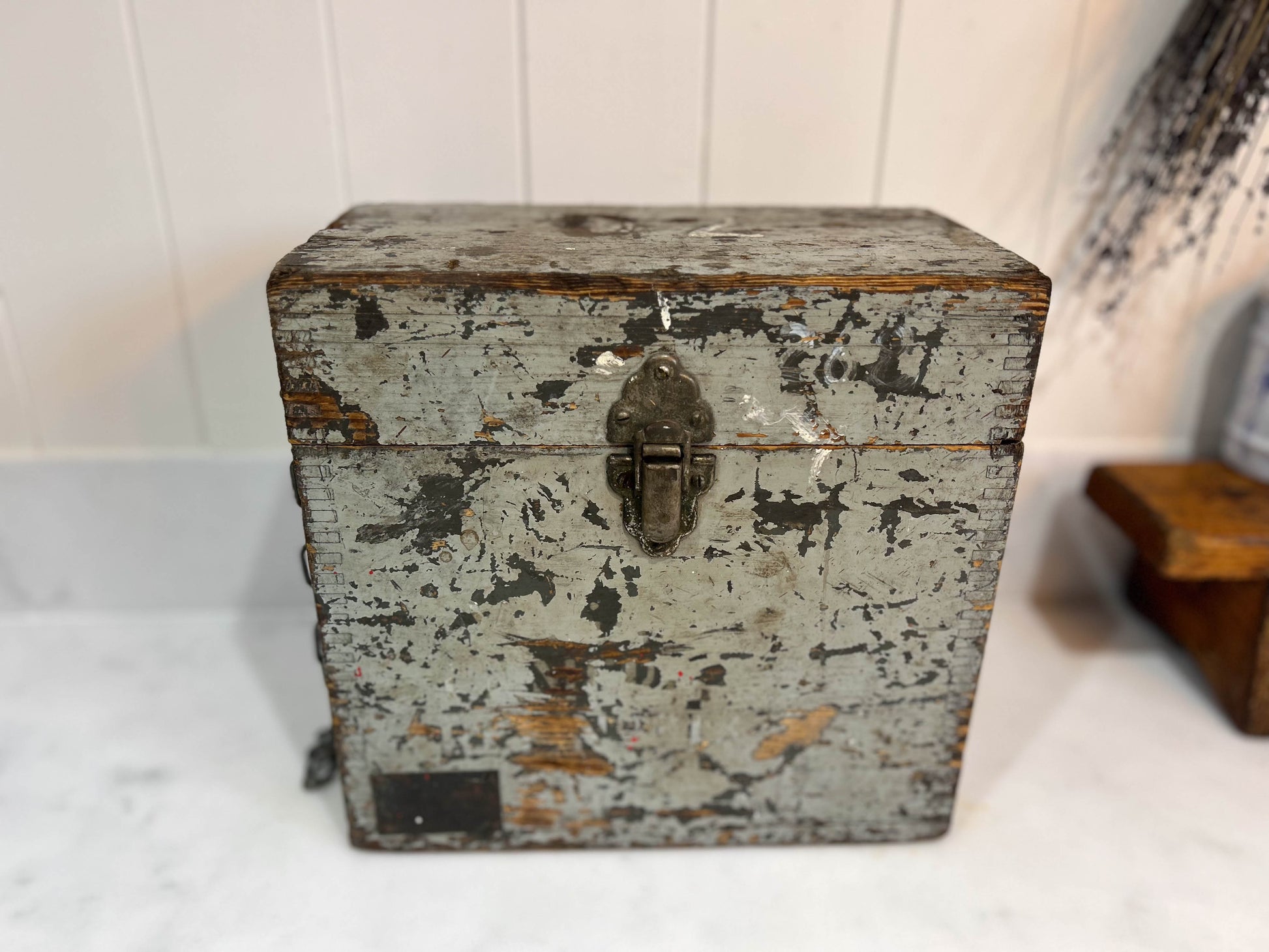 Antique Vintage Wooden Tool Box / Military Chest