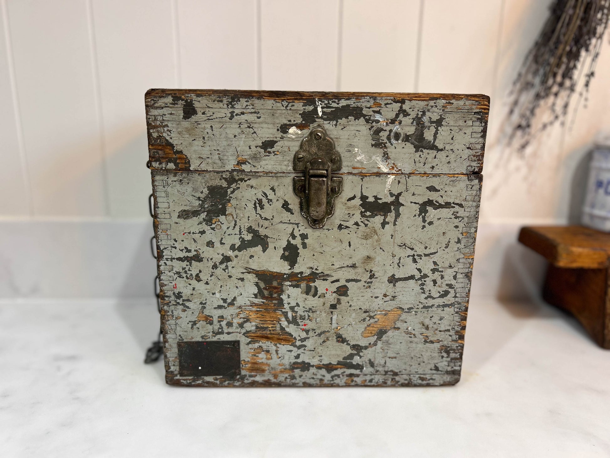 Antique Vintage Wooden Tool Box / Military Chest