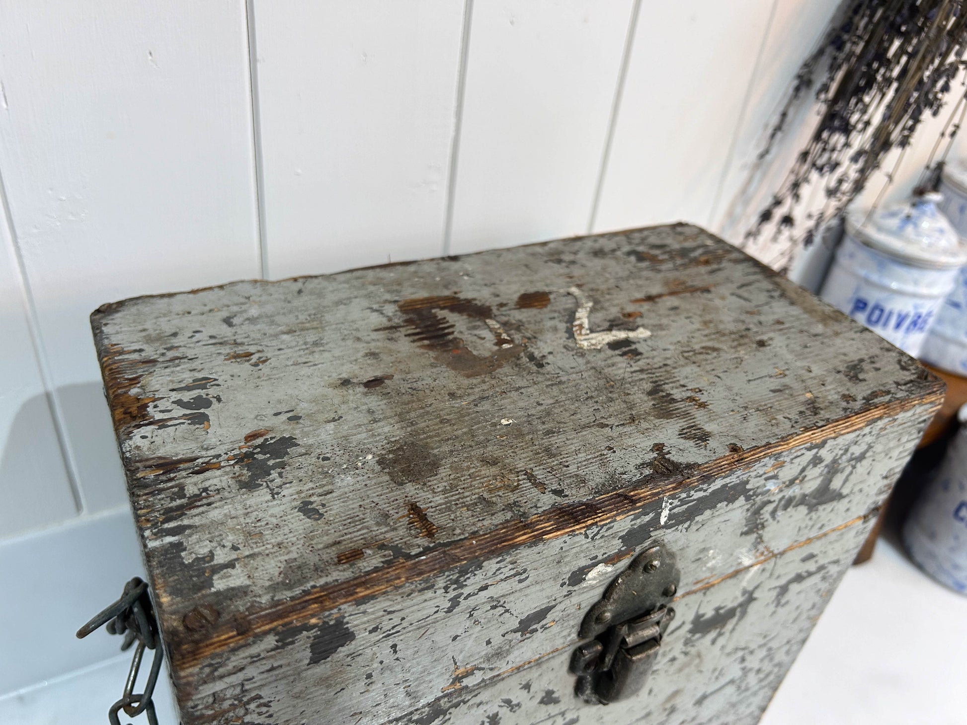 Antique Vintage Wooden Tool Box / Military Chest