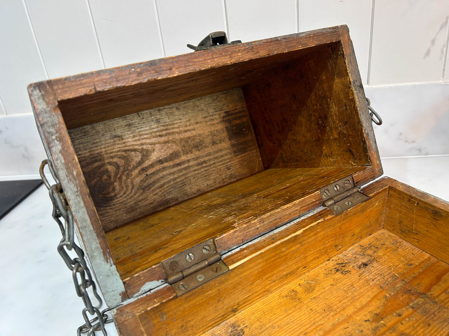 Antique Vintage Wooden Tool Box / Military Chest