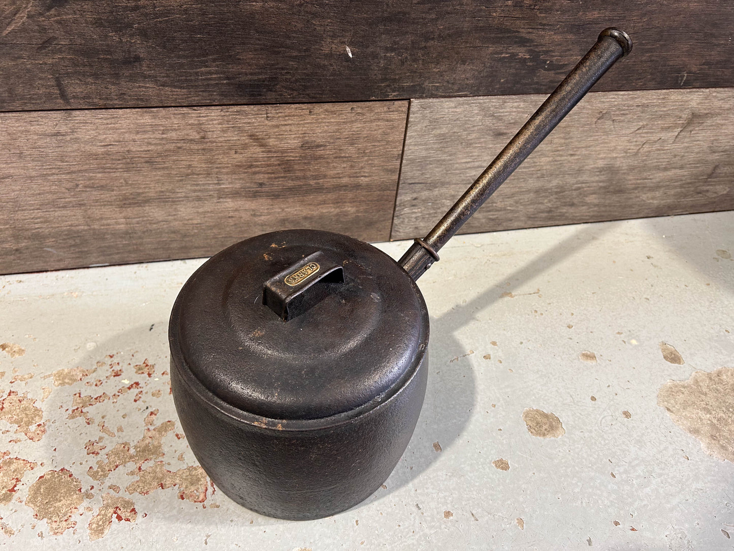 Antique Clark & Co Cast Iron Cooking Gypsy Pot With Lid - Circa 1862