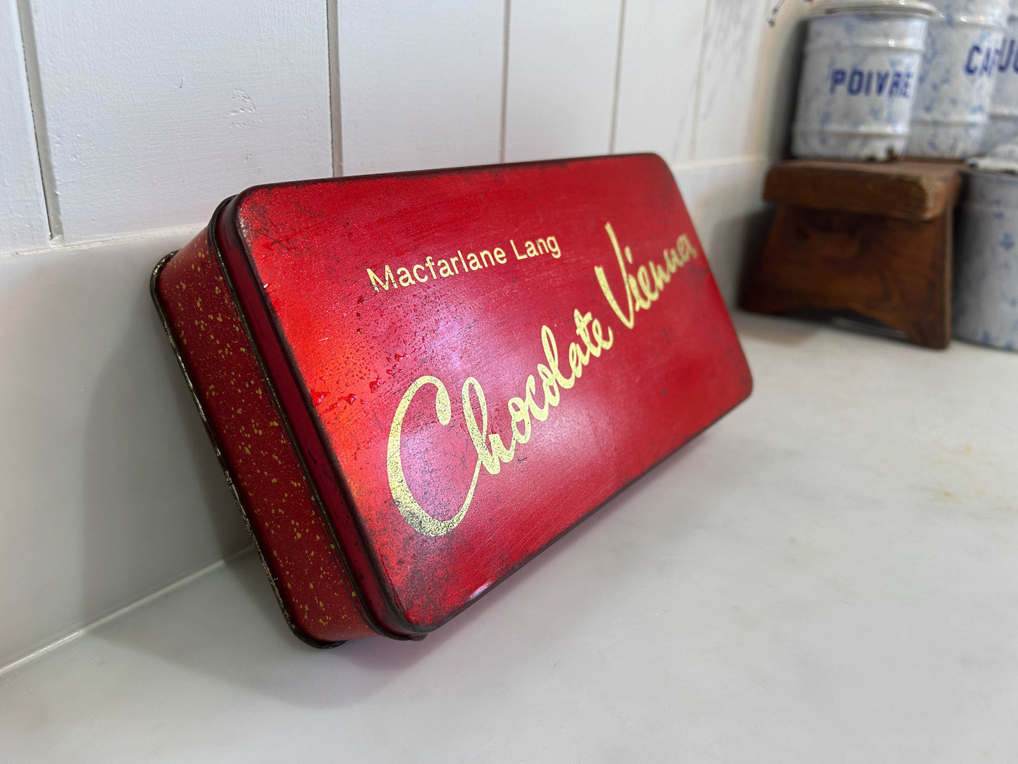 Vintage Macfarlane Lang Chocolate Vienna Biscuit Red Tin