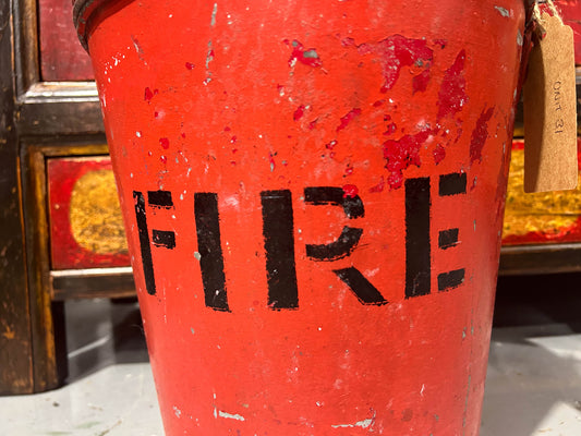 Vintage Antique Red Galvanised Fire Bucket