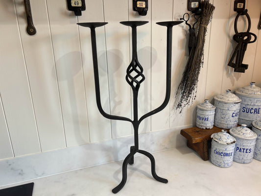 Tall Black Wrought Iron Candle Holder Candleabra