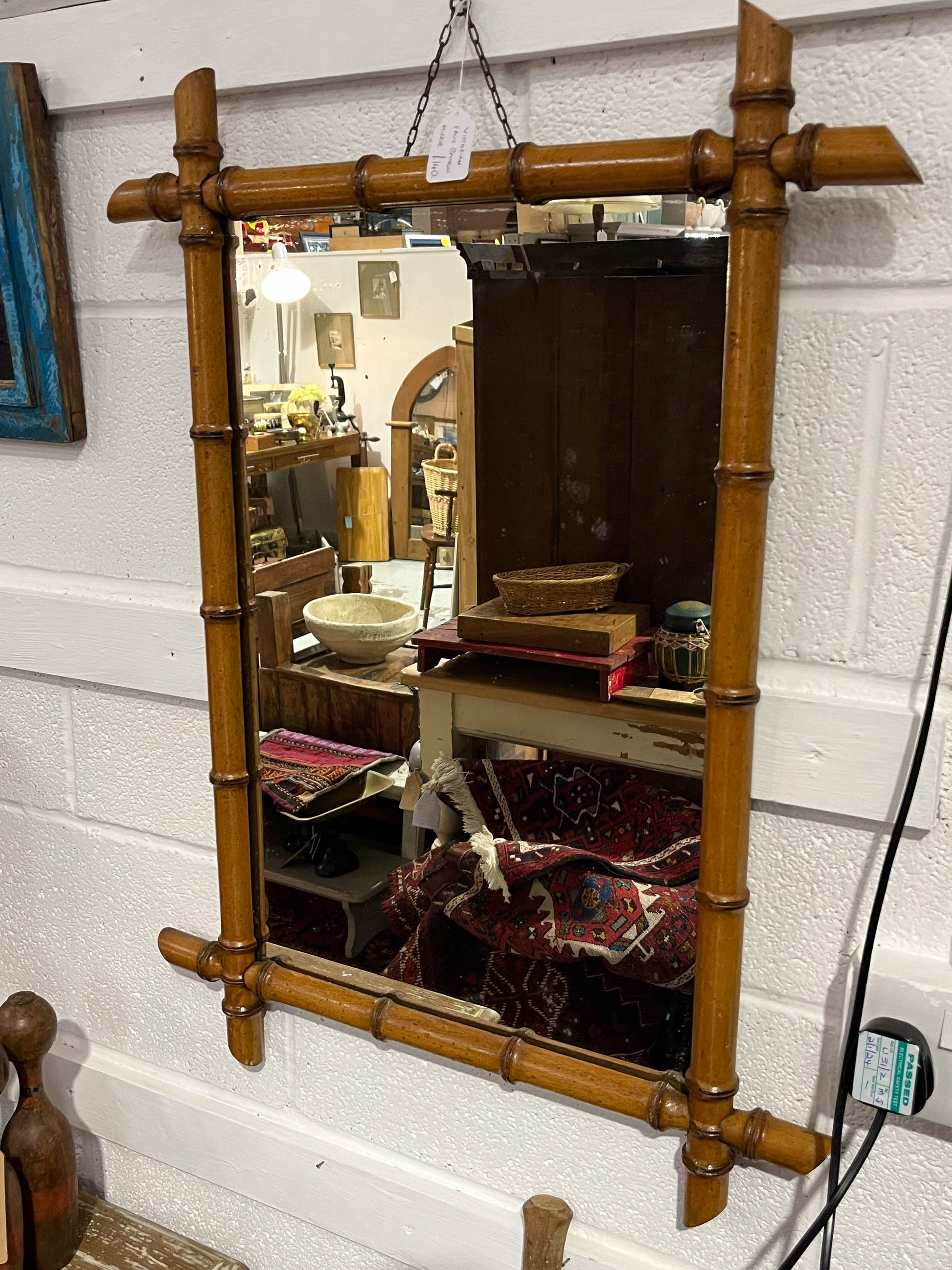 Victorian French Faux Bamboo Hanging Mirror