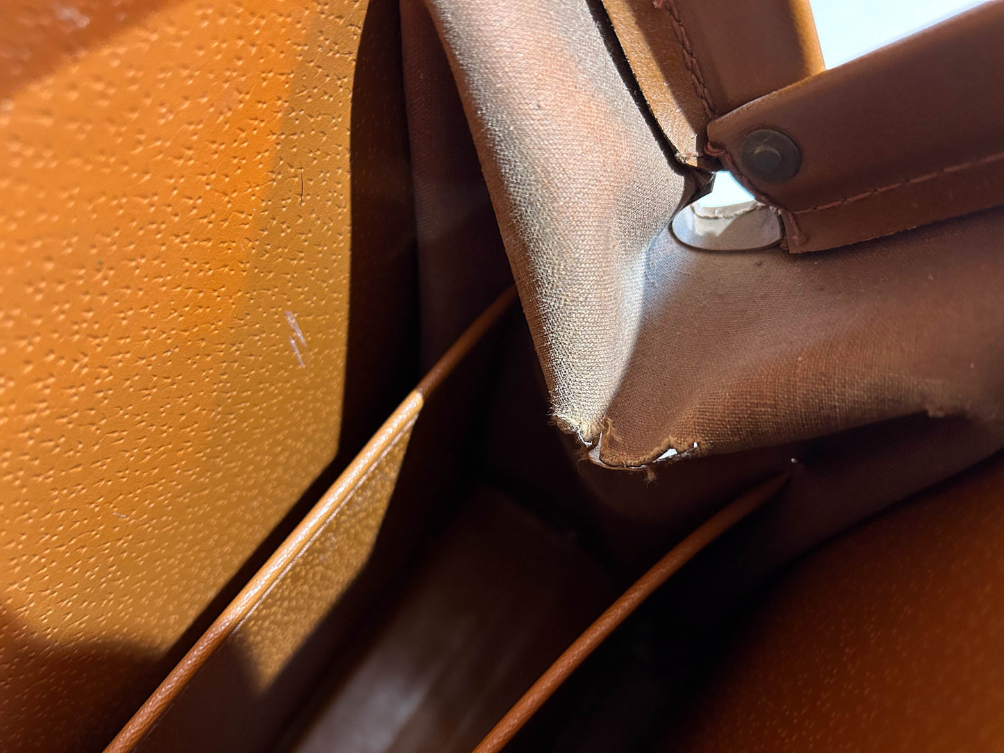 Vintage Hard Sided Leather Briefcase in Classic Brown