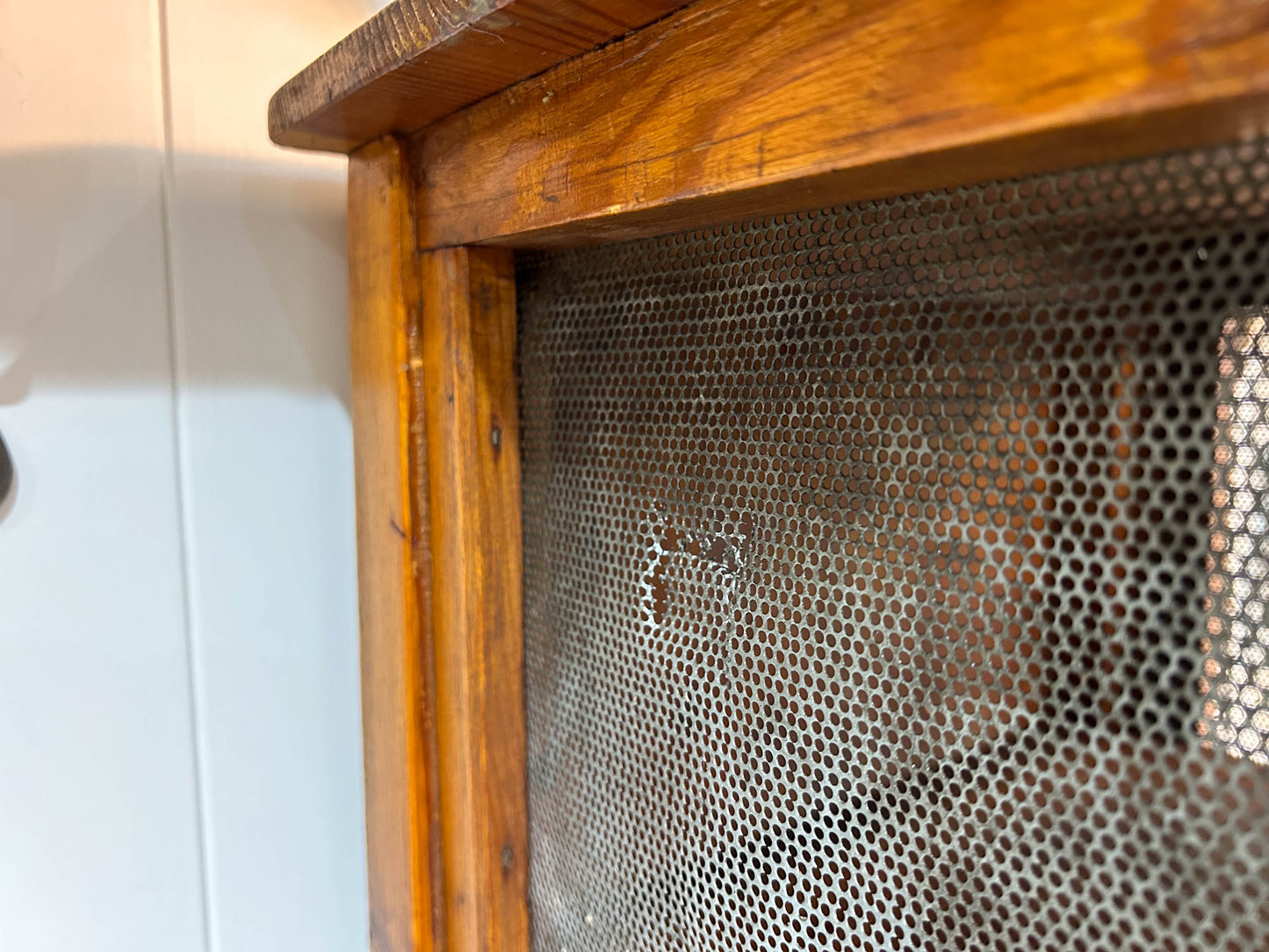 Vintage Wooden Mesh Cheese Meat Safe on Legs / Side Table