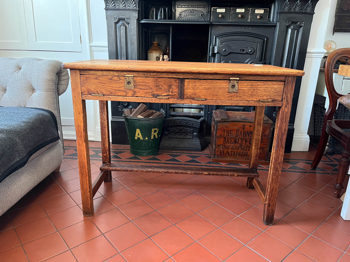 Antique Vintage Original Wooden Clerks / School Desk / Writing Desk / Console Table