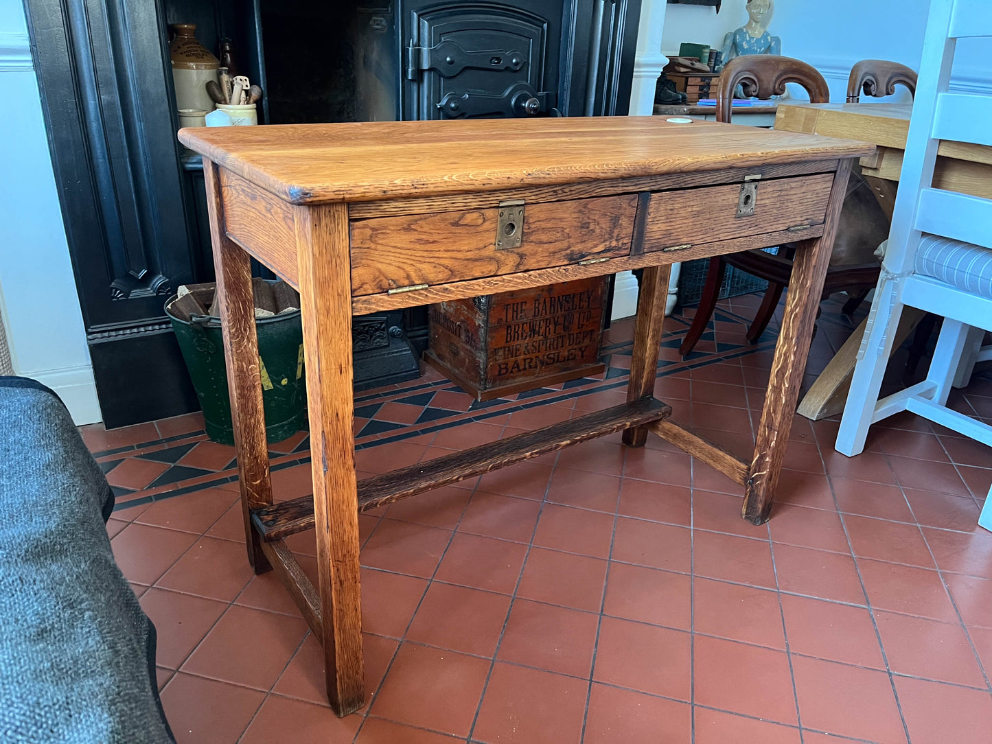 Antique Vintage Original Wooden Clerks / School Desk / Writing Desk / Console Table