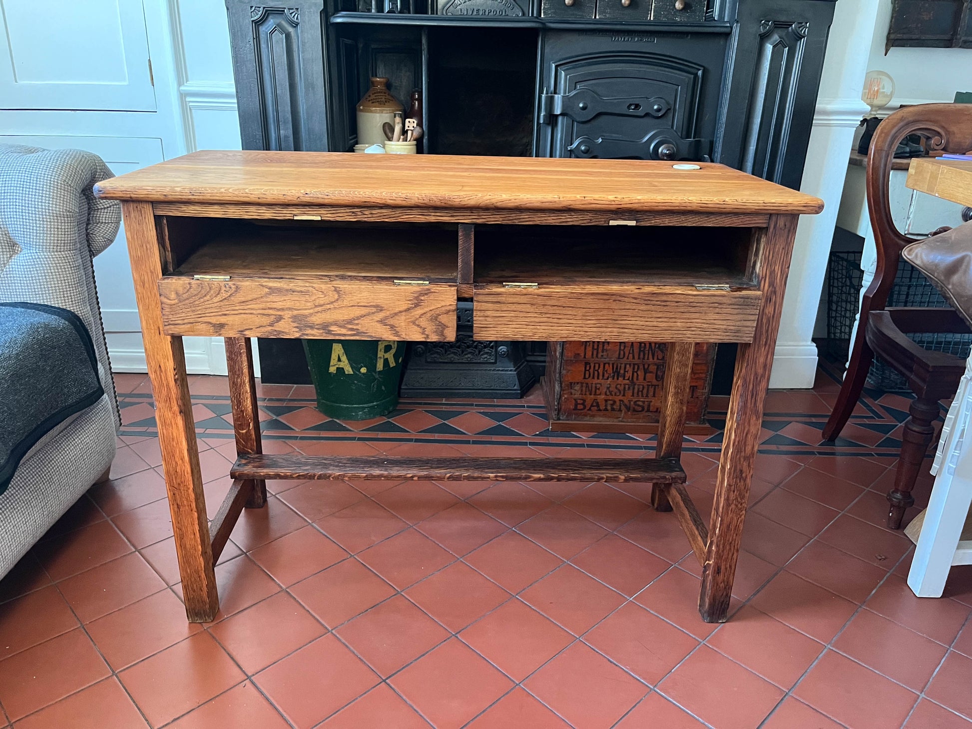 Antique Vintage Original Wooden Clerks / School Desk / Writing Desk / Console Table