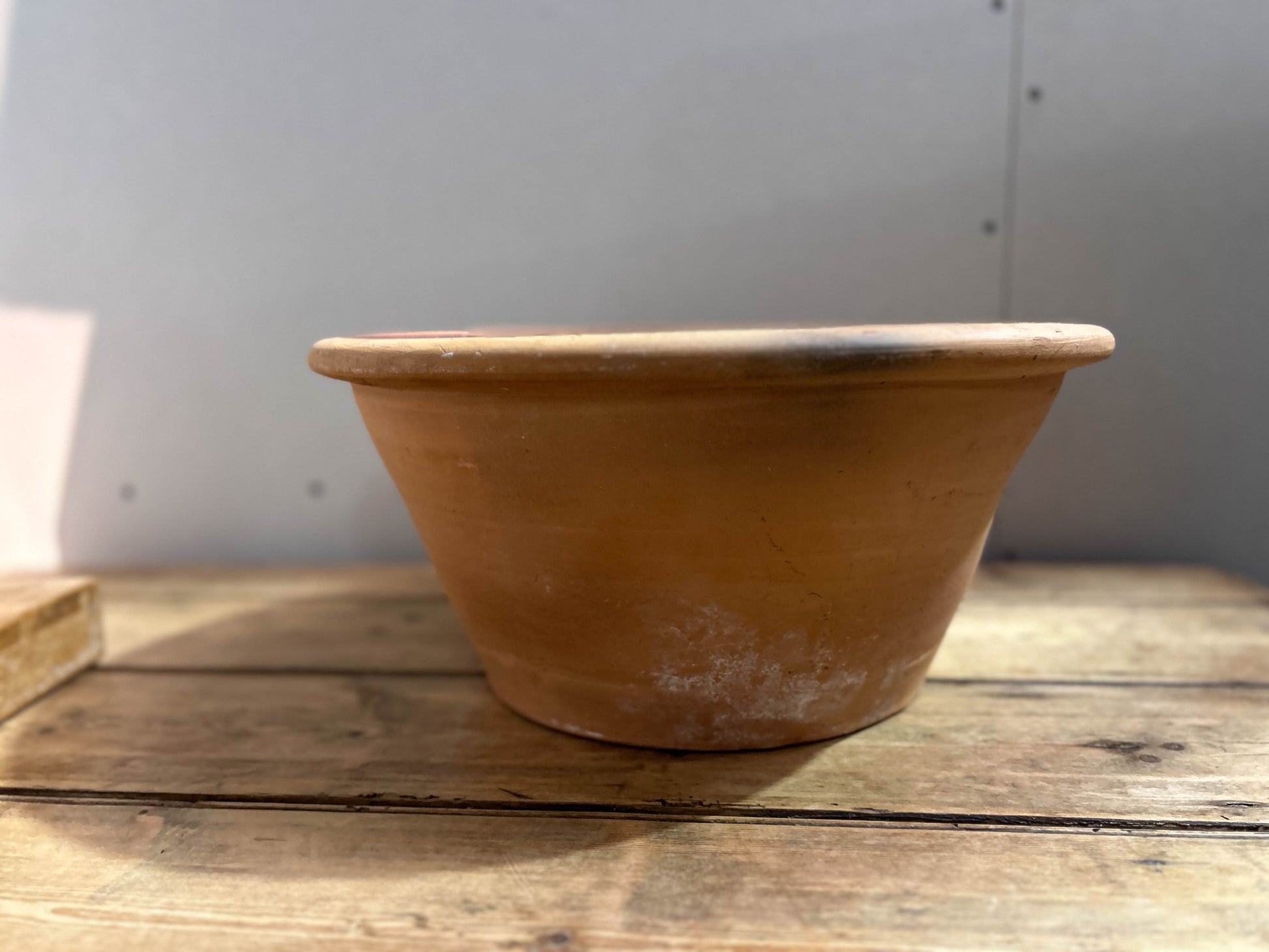 Large Vintage Antique 19th Century Terracotta Glazed Dairy Bowl