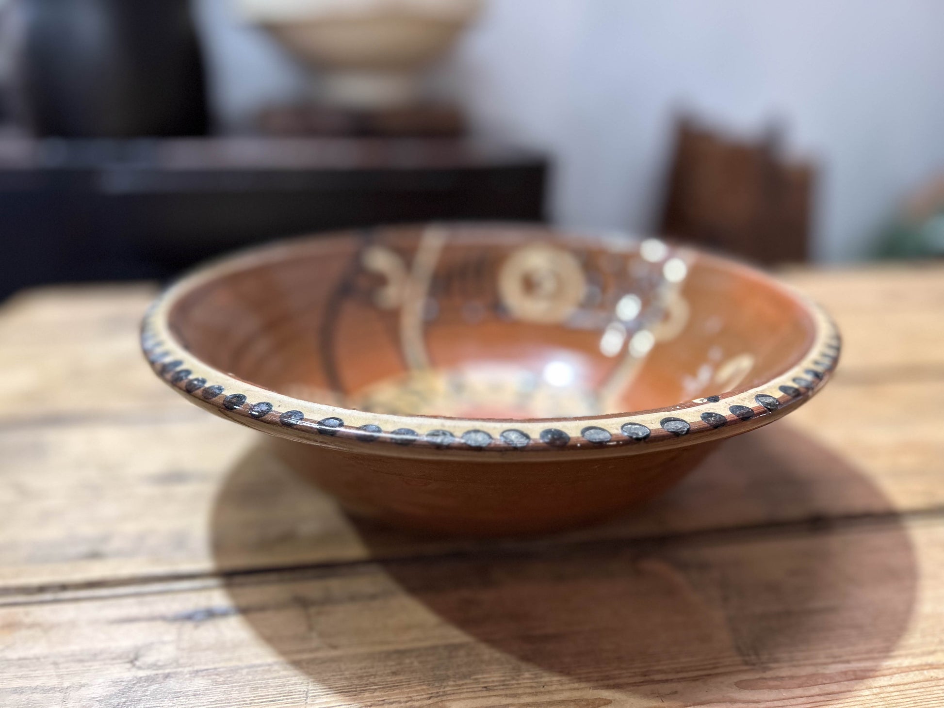 Hand-painted Large Decorative Brown Bowl