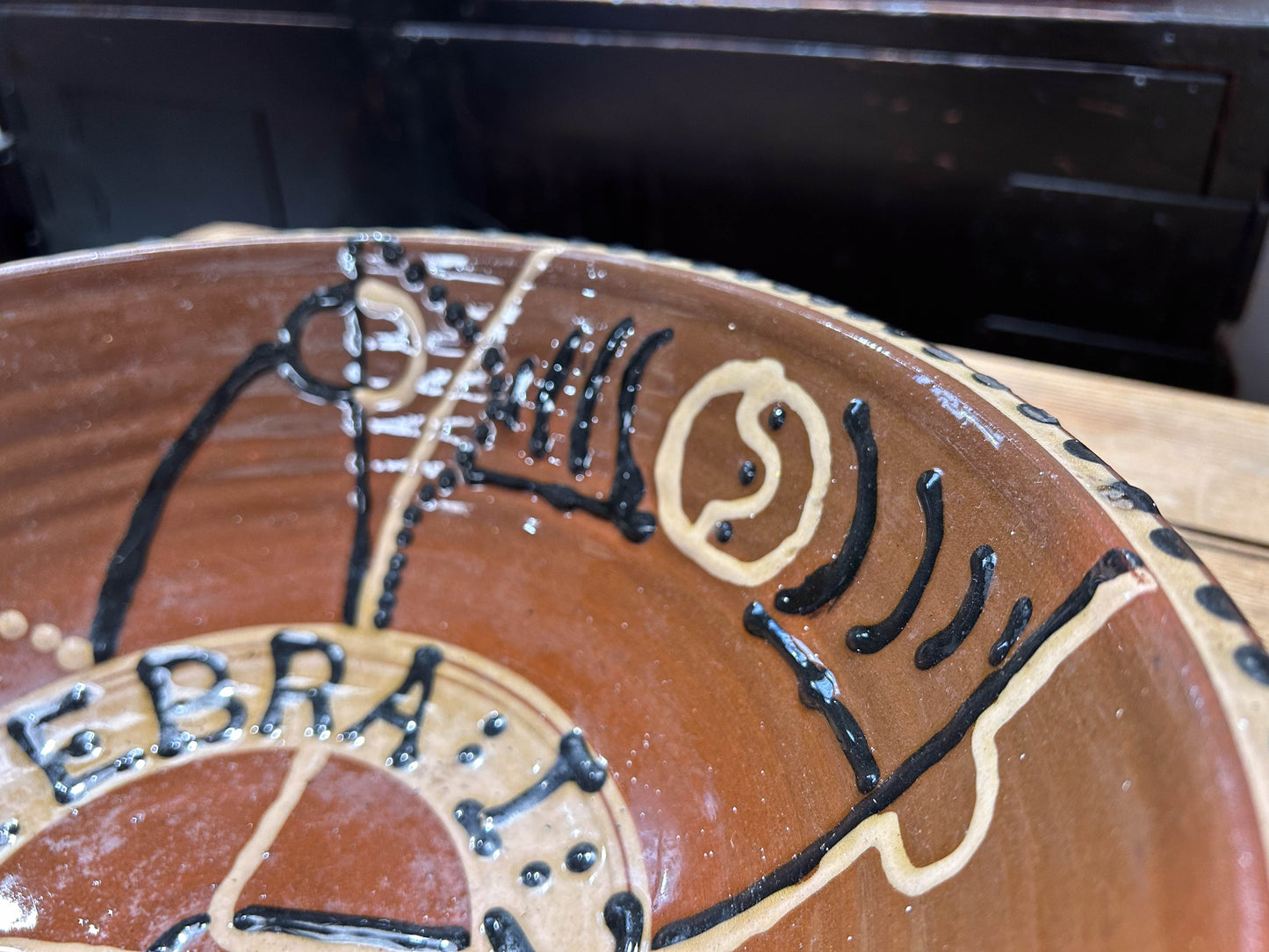 Hand-painted Large Decorative Brown Bowl