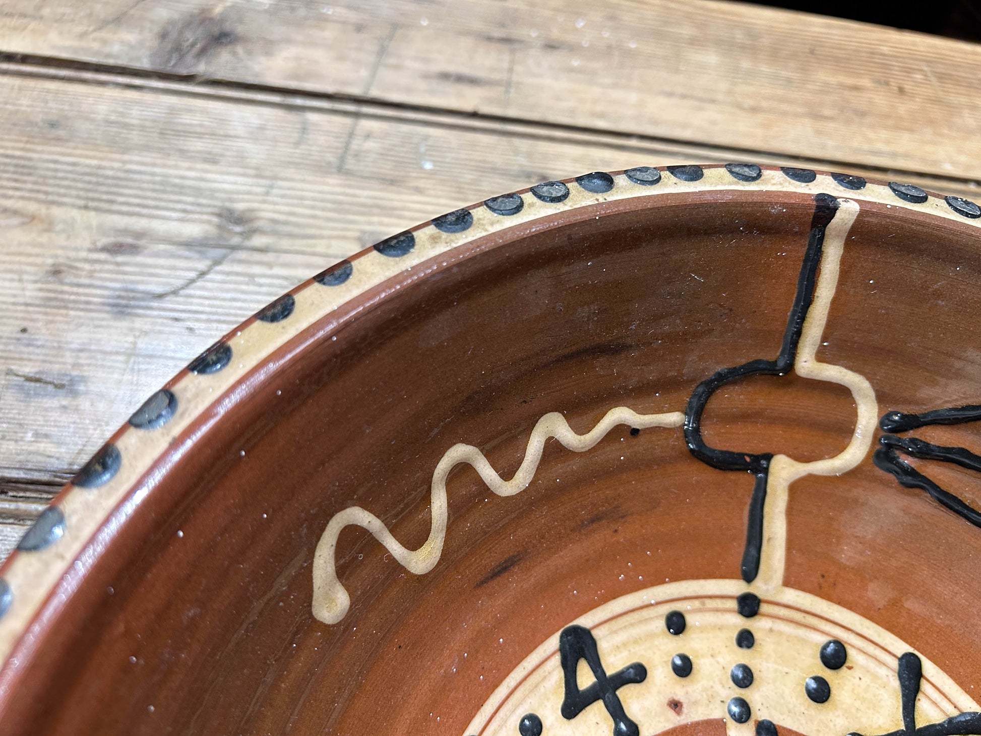 Hand-painted Large Decorative Brown Bowl