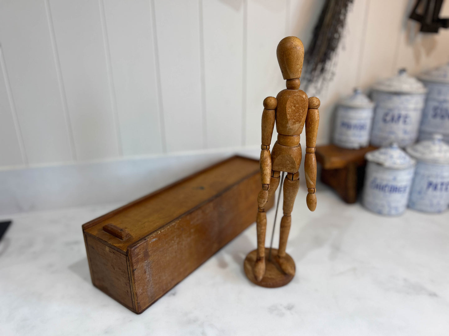 Vintage Artists Mounted Articulated Lay Figure Artist Sketch Mannequin with Original Box