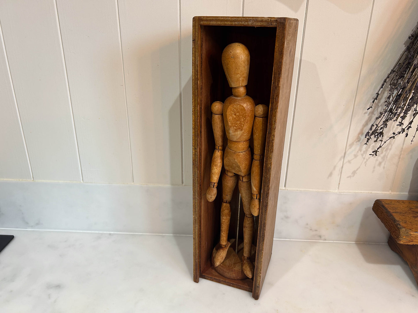 Vintage Artists Mounted Articulated Lay Figure Artist Sketch Mannequin with Original Box