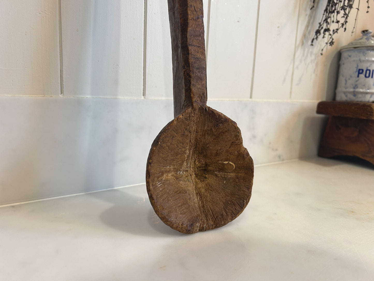 Vintage Long Handled Hand Carved Wooden Spoon