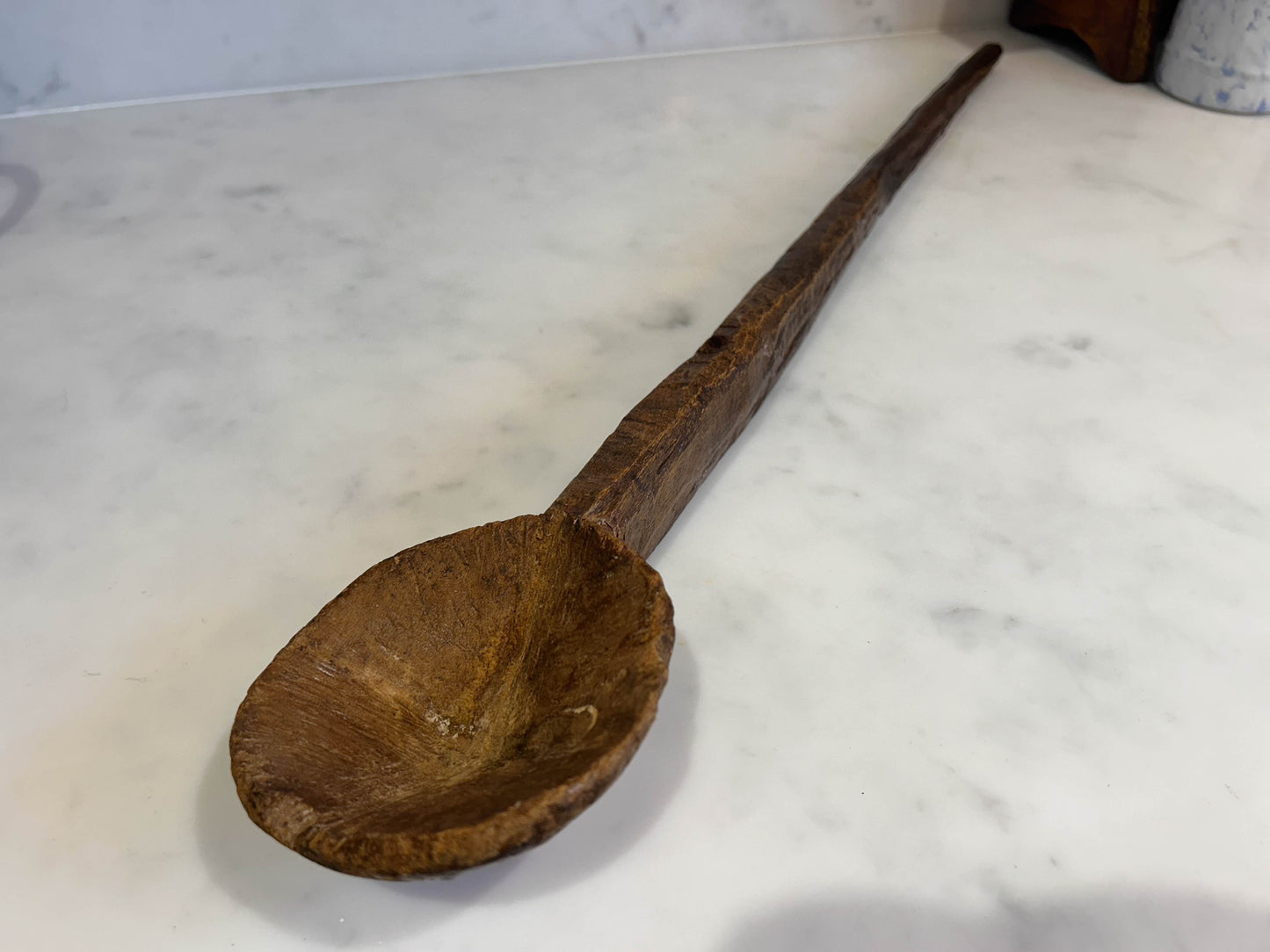 Vintage Long Handled Hand Carved Wooden Spoon