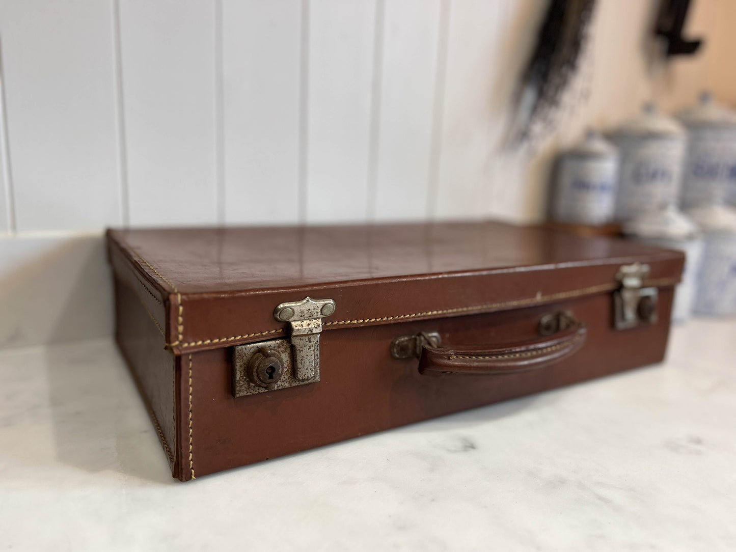 Small Vintage Brown Suitcase