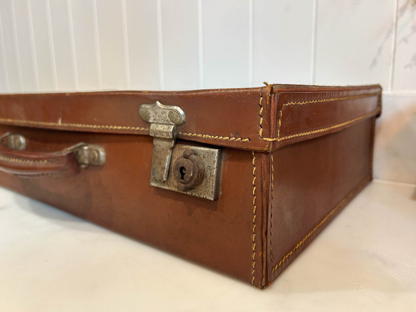 Small Vintage Brown Suitcase