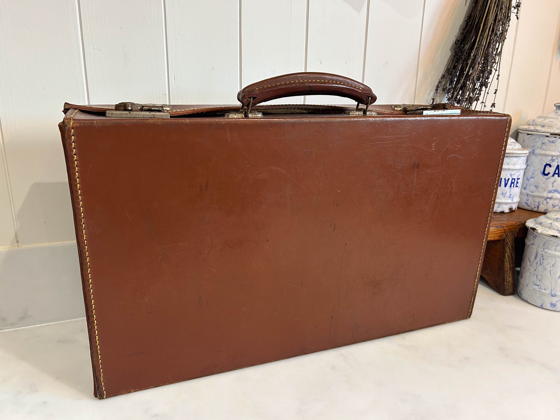 Small Vintage Brown Suitcase