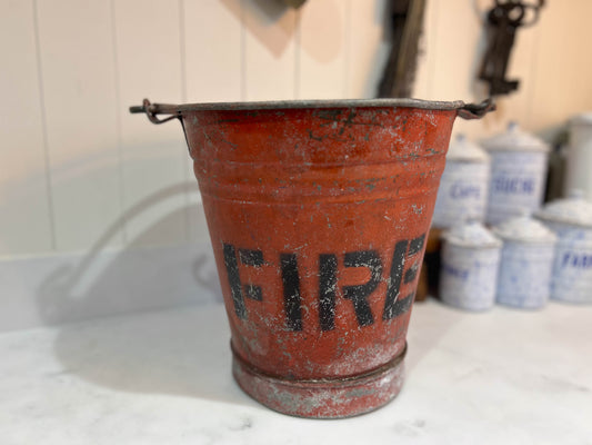 Vintage Antique Red Galvanised Fire Bucket