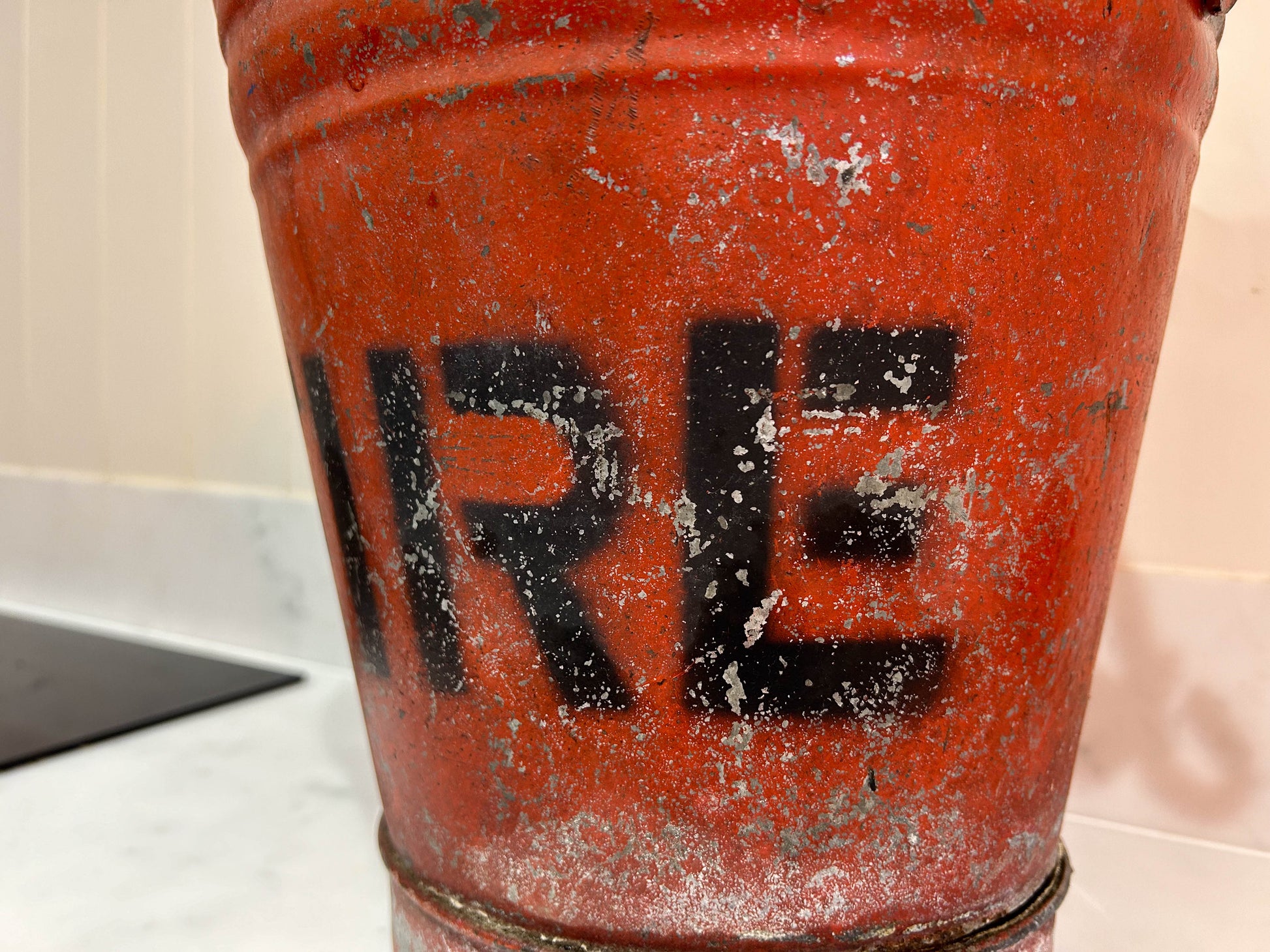 Vintage Antique Red Galvanised Fire Bucket