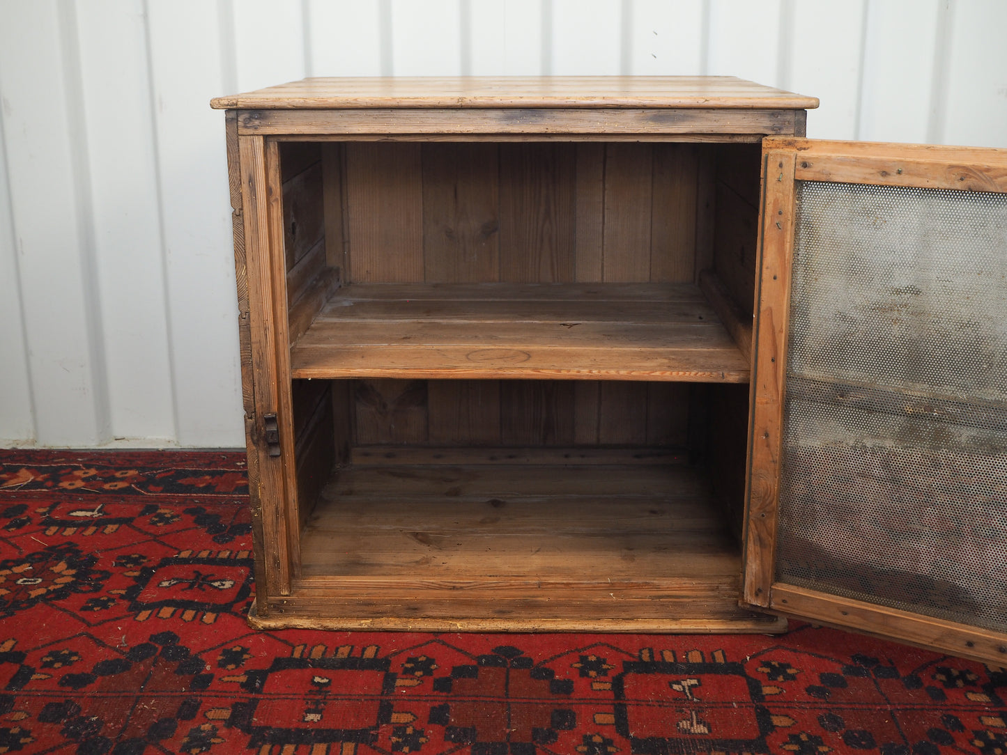 Large Vintage Antique Pine Meat Safe With Latch / Side Table / Storage Cupboard