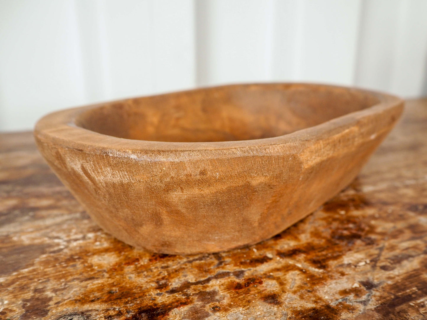 Vintage Style Wooden Decorative Dough Bowl / Waxed Wood