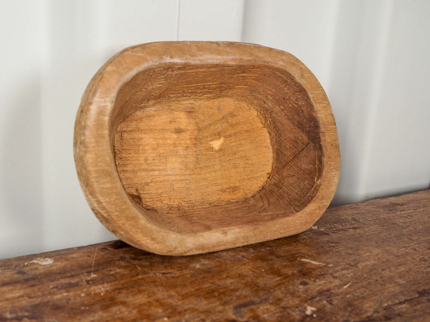 Small Vintage Style Wooden Rustic Decorative Dough Bowl