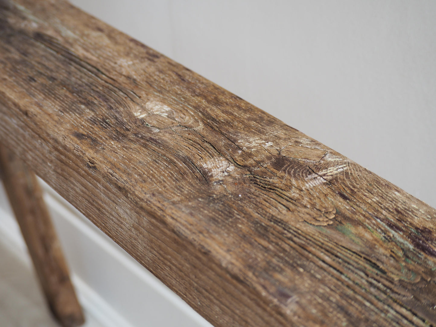 Vintage Antique Large Long Elm Rustic Wooden Bench / Stool