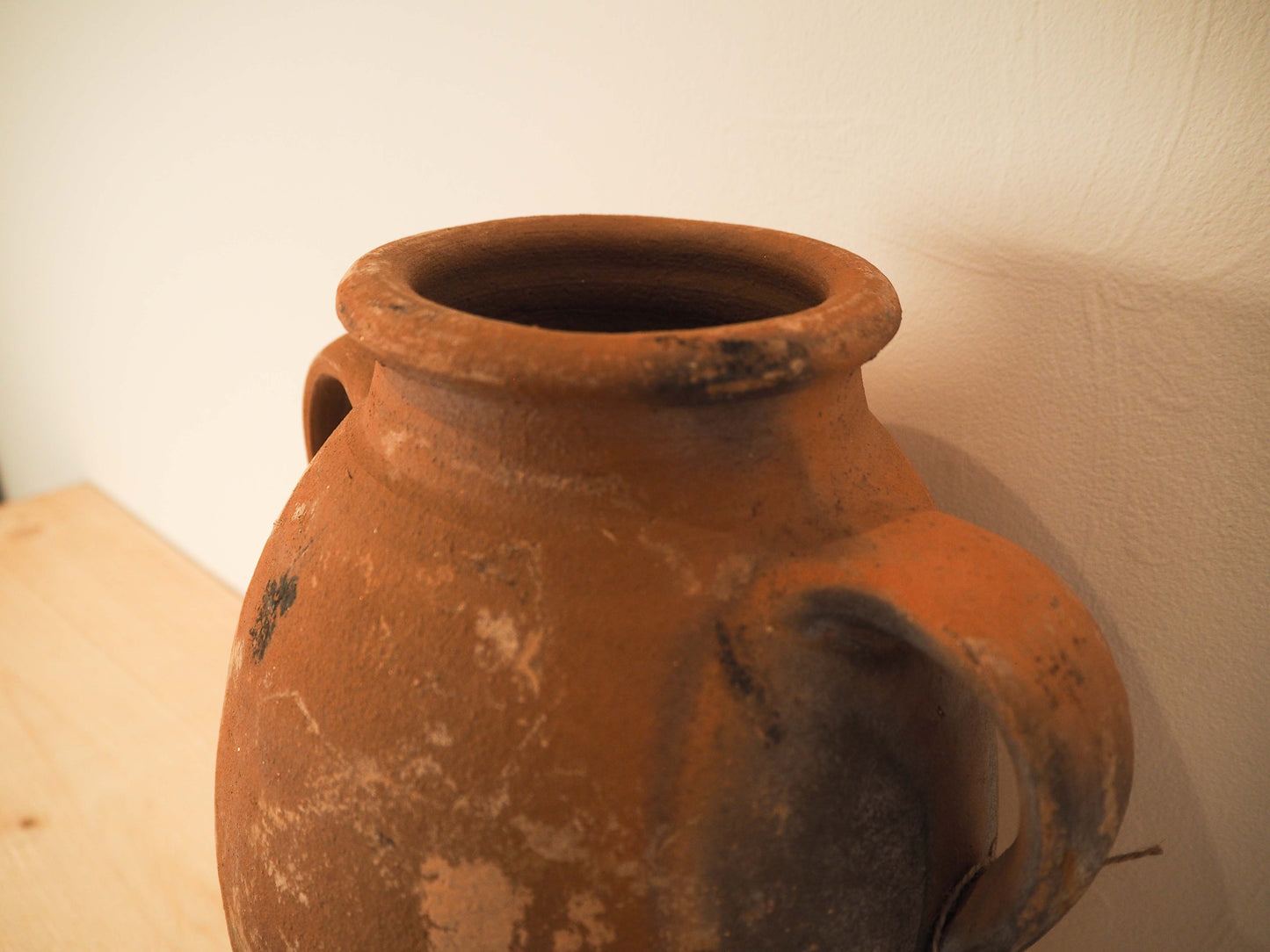 Vintage Antique Terracotta Turkish Double Handled Pot / Olive Jar