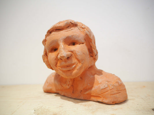 Vintage Antique Hand-Formed Terracotta Bust / Decorative Clay Figure
