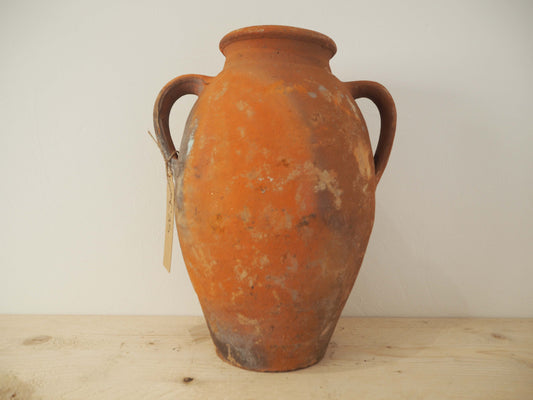 Vintage Antique Terracotta Turkish Double Handled Pot / Olive Jar