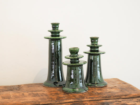 Handmade Moroccan Green Glazed Tazekka Candlestick / Decorative Candle Holder (Large - Sold Individually)