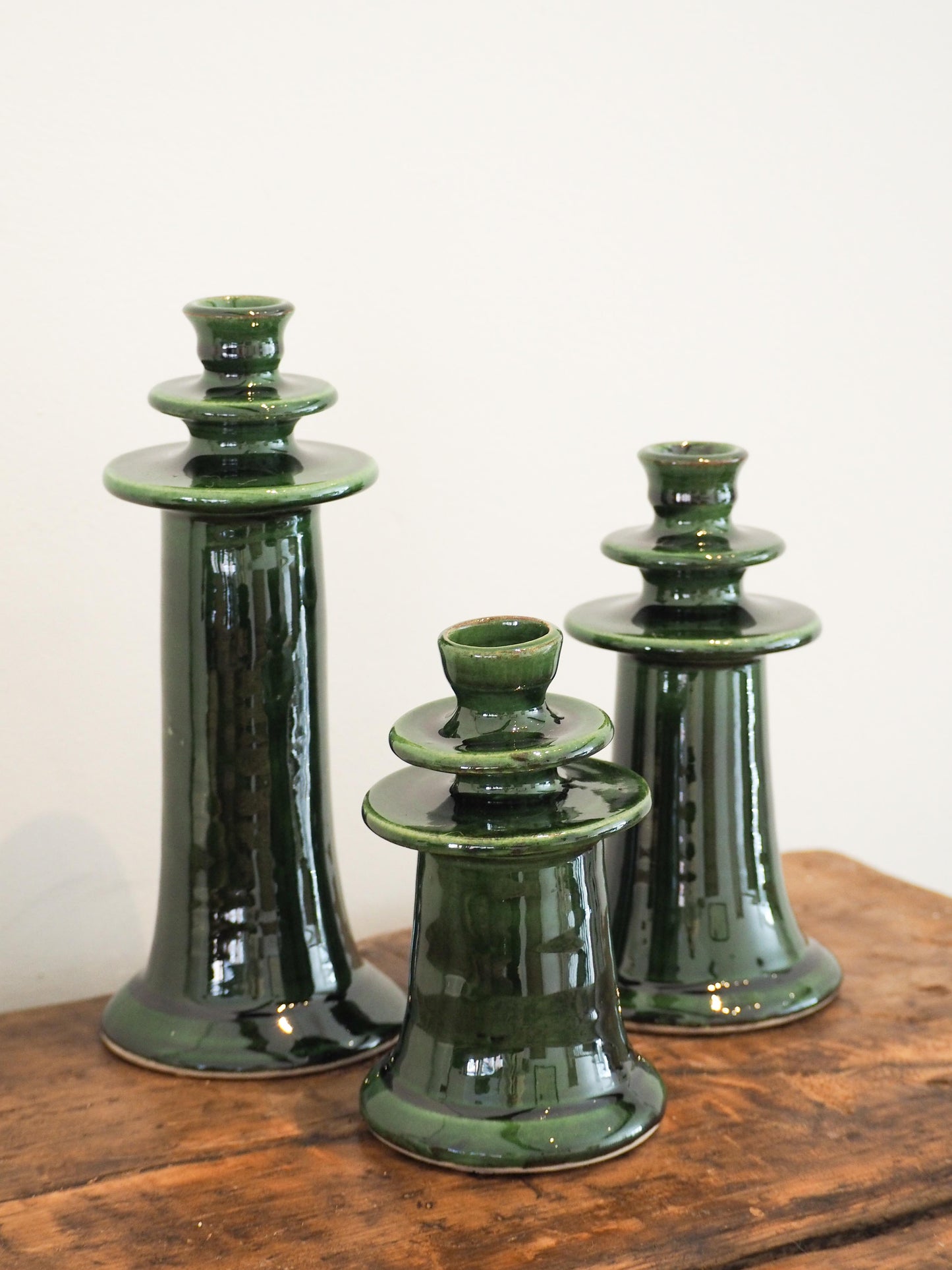 Handmade Moroccan Green Glazed Tazekka Candlestick / Decorative Candle Holder (Medium - Sold Individually)