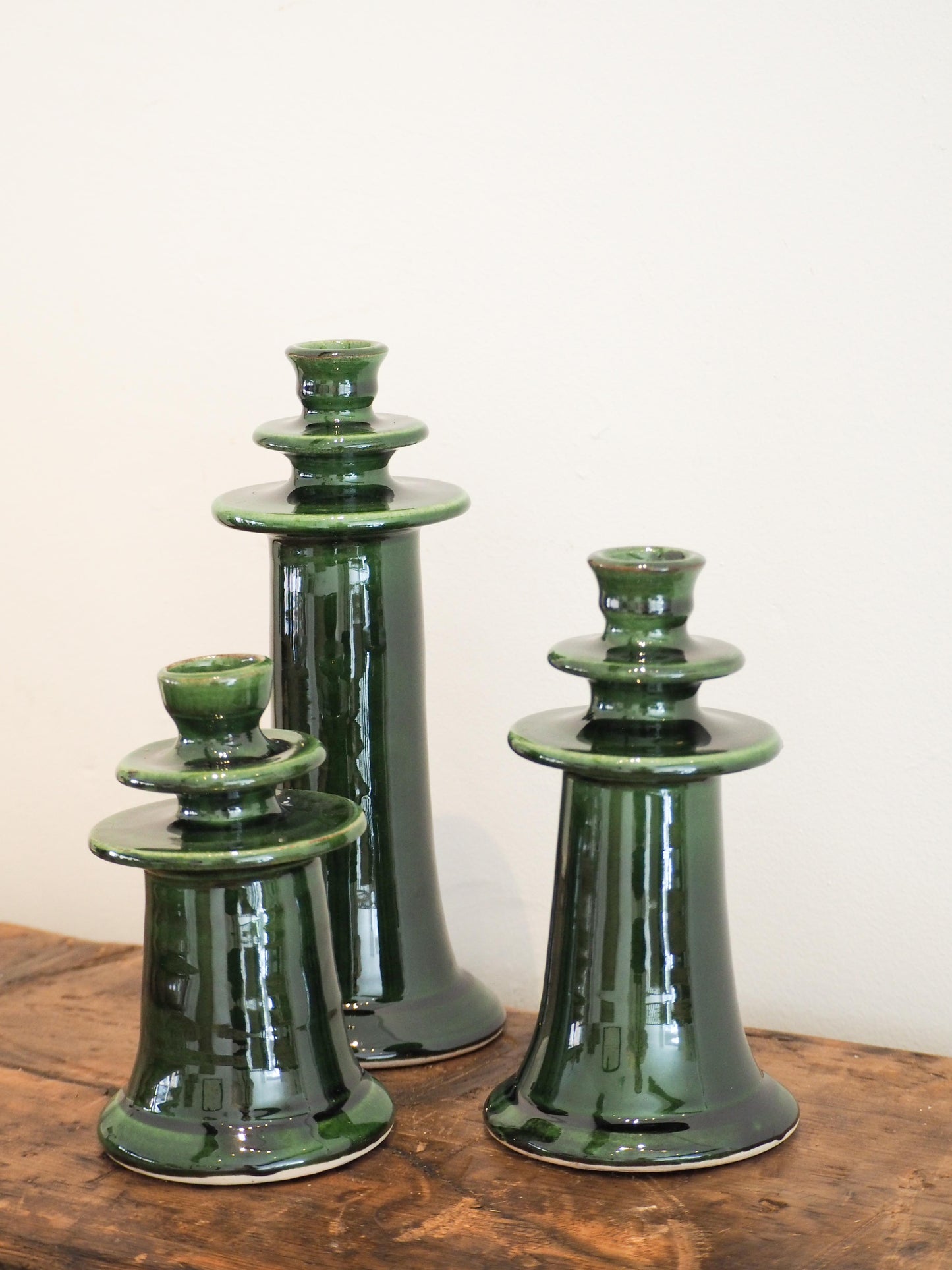 Handmade Moroccan Green Glazed Tazekka Candlestick / Decorative Candle Holder (Small - Sold Individually)